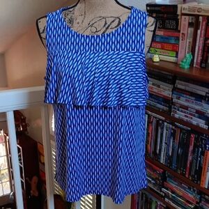 Worthington Blue Geometric Tank Top